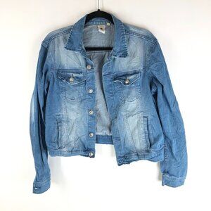 True Style Womens Denim Jacket Retro Trucker Medium Wash Fading M